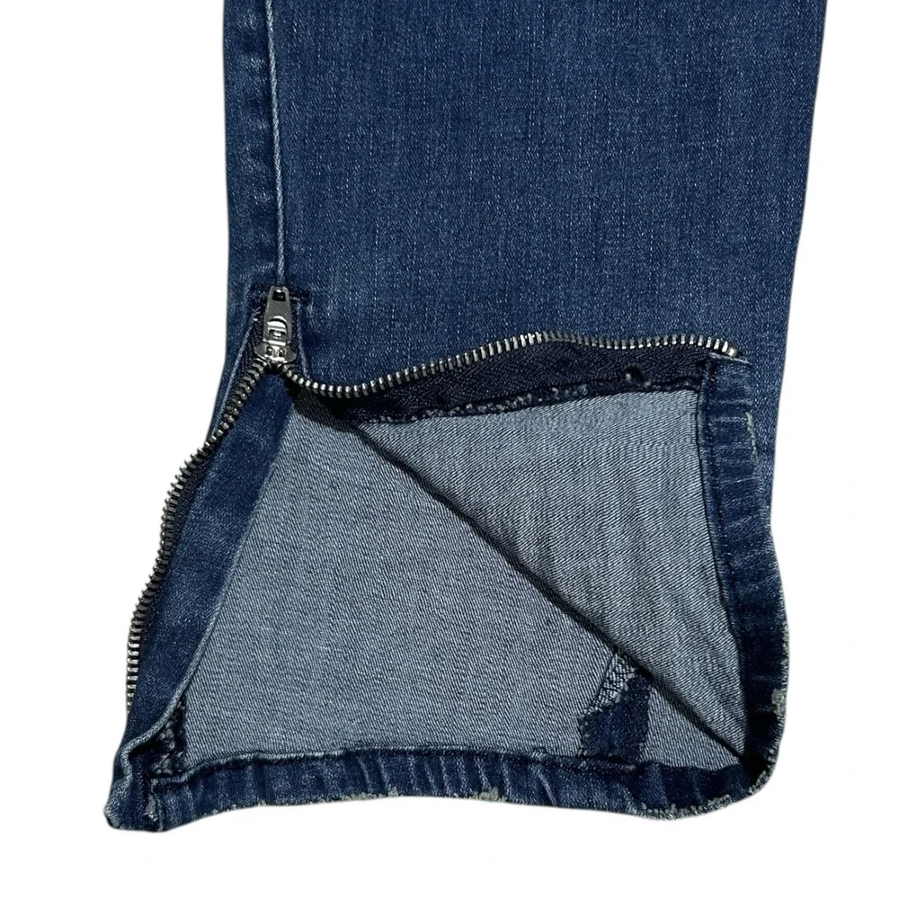 KUWALLA TEE Blue Skinny Jeans sz 34 Distressed Denim Ankle Zip Streetwear KUL-K2